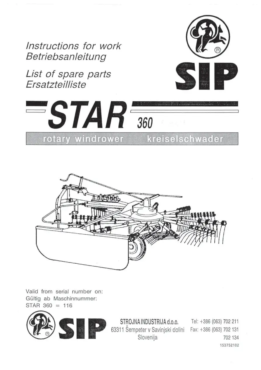 SIP 360 Parts Manual
