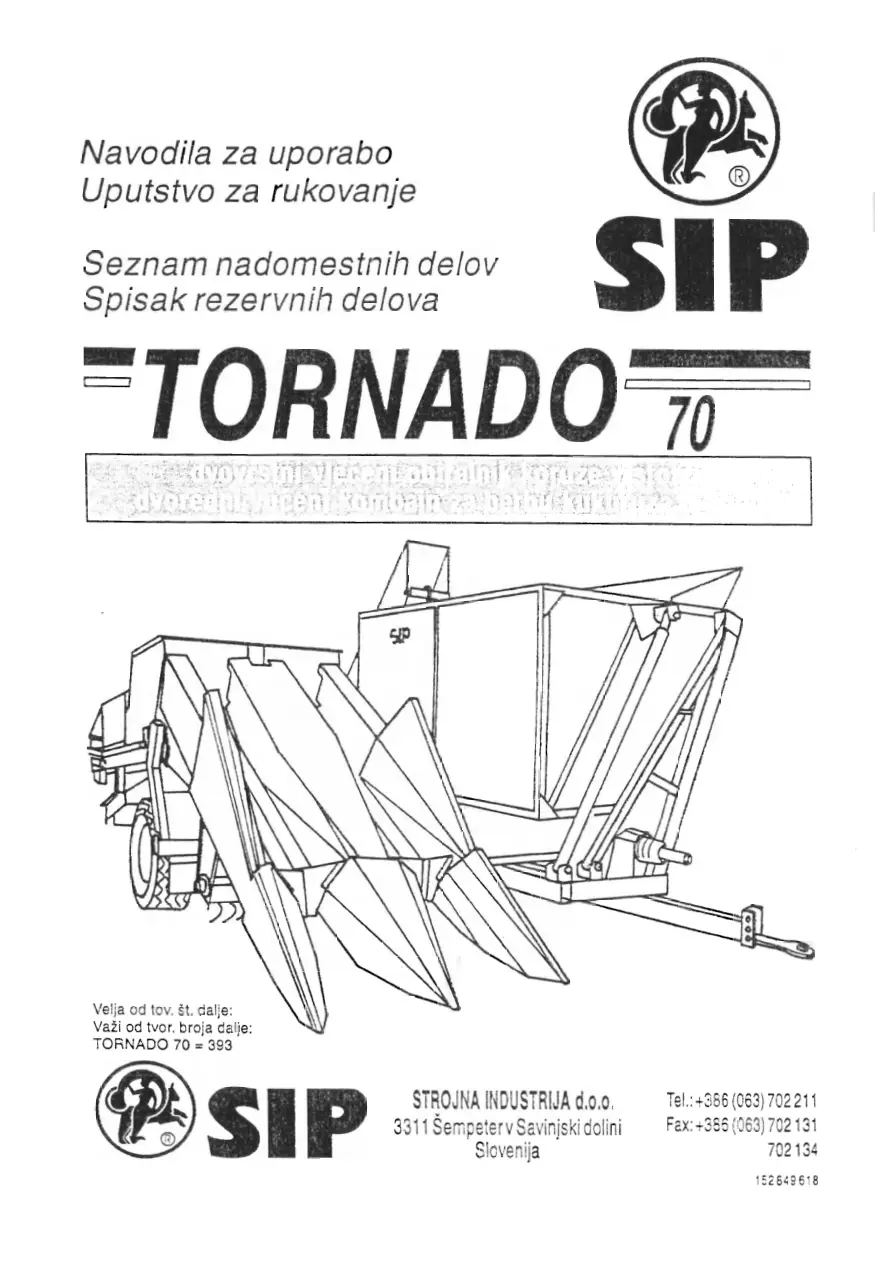 SIP Tornado 70 Parts Manual