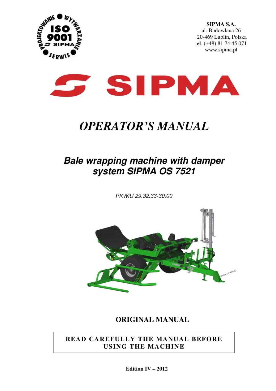 Sipma Os7521 Klara 2014 Operators Manual