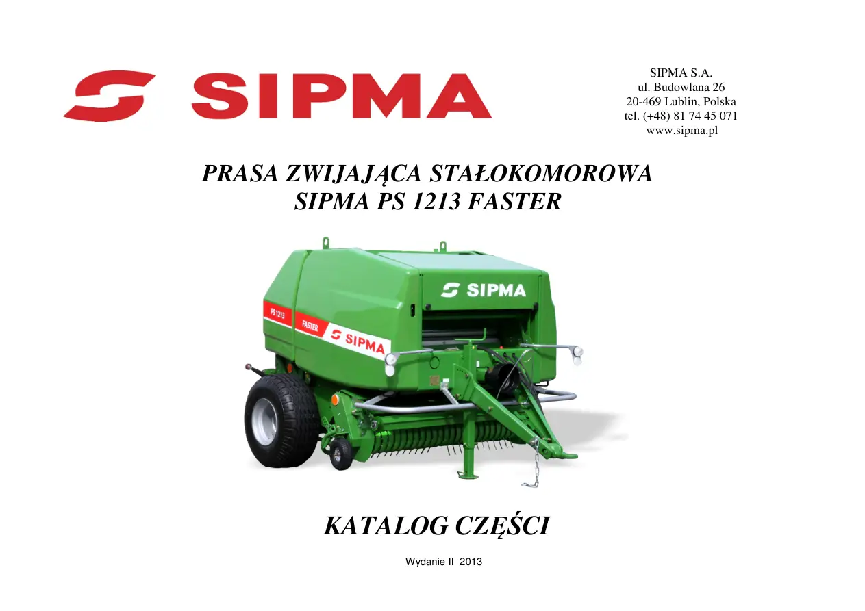 Sipma Ps1213 2013 Parts Manual