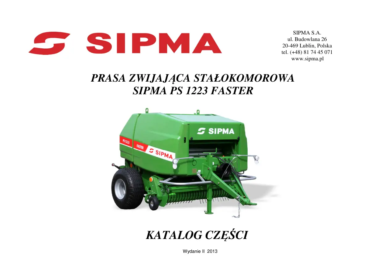 Sipma Ps1223 2013 Parts Manual