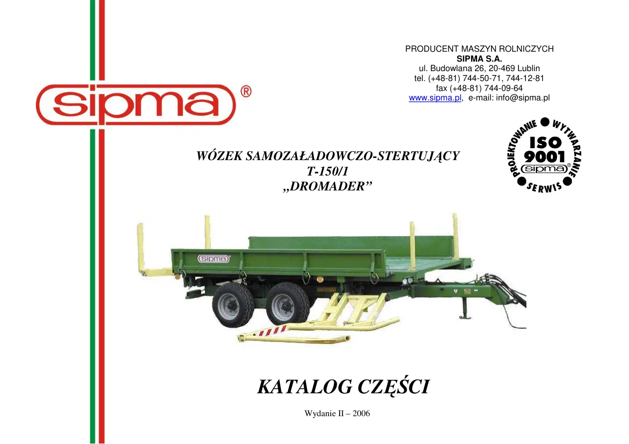 Sipma T150 Dromader 2006 Parts Manual
