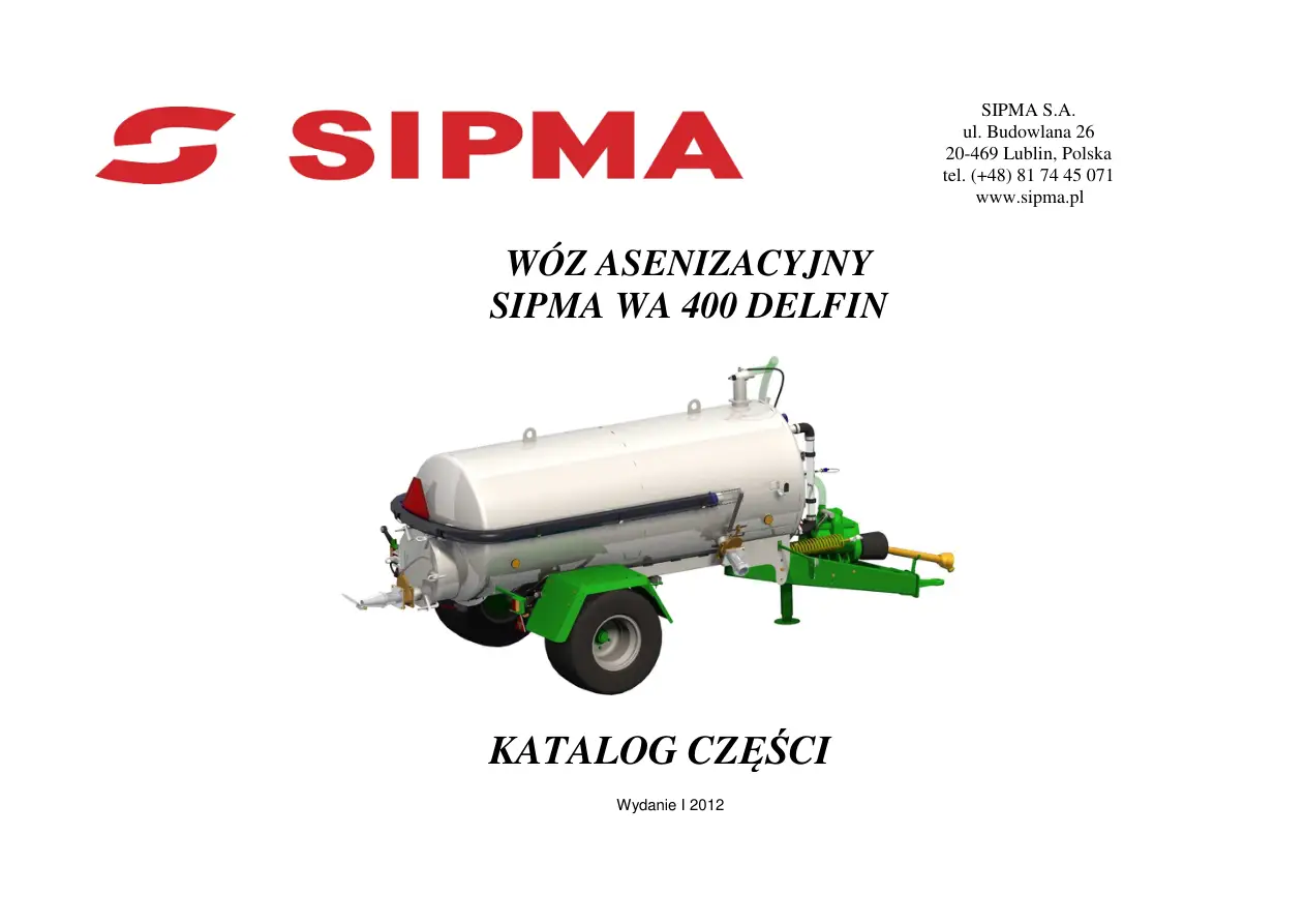 Sipma Wa400 Delfin 2012 Parts Manual