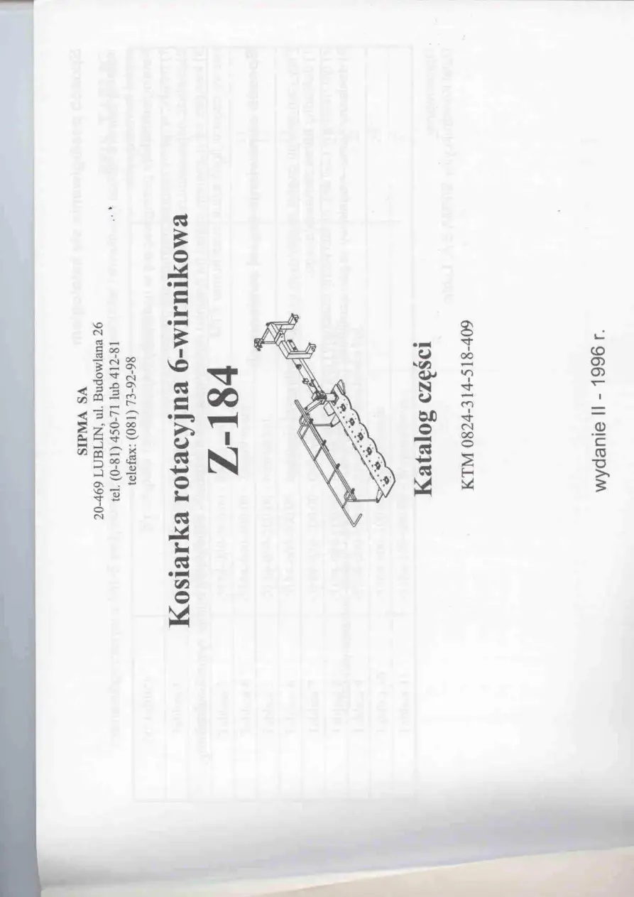 Sipma Z184 1996 Parts Manual