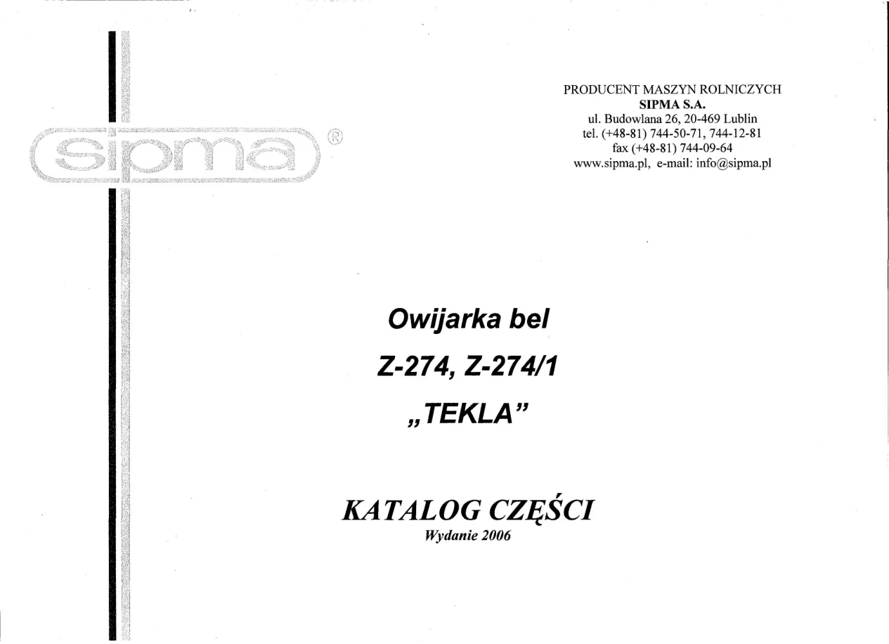 Sipma Z274 2006 Parts Manual
