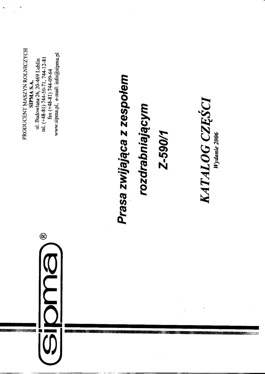 Sipma Z590 2006 Parts Manual