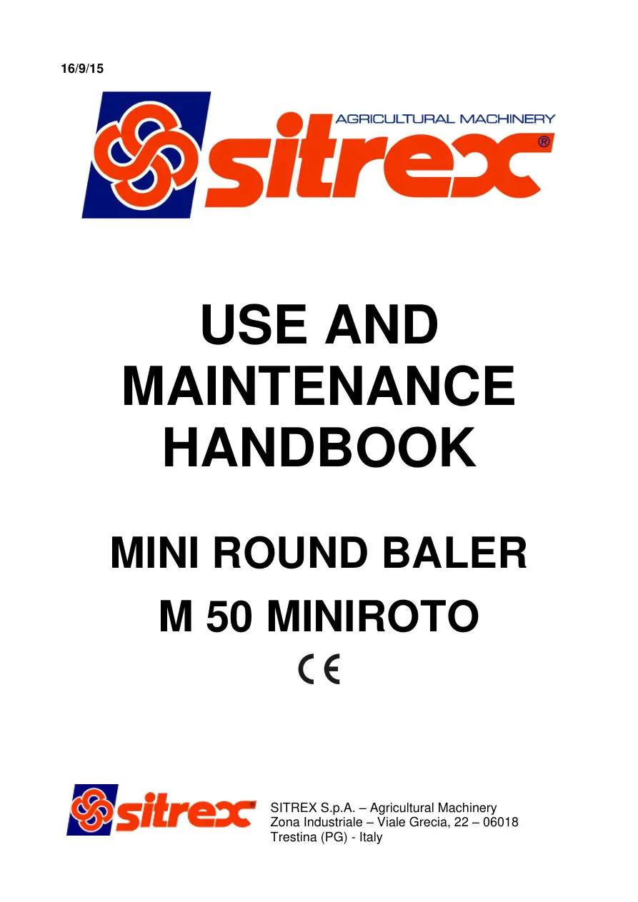 Sitrex M50 16 9 15 Om & Parts Manual