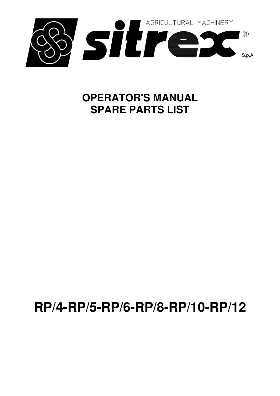 Sitrex Rp 4 5 6 8 10 12 & Parts Manual