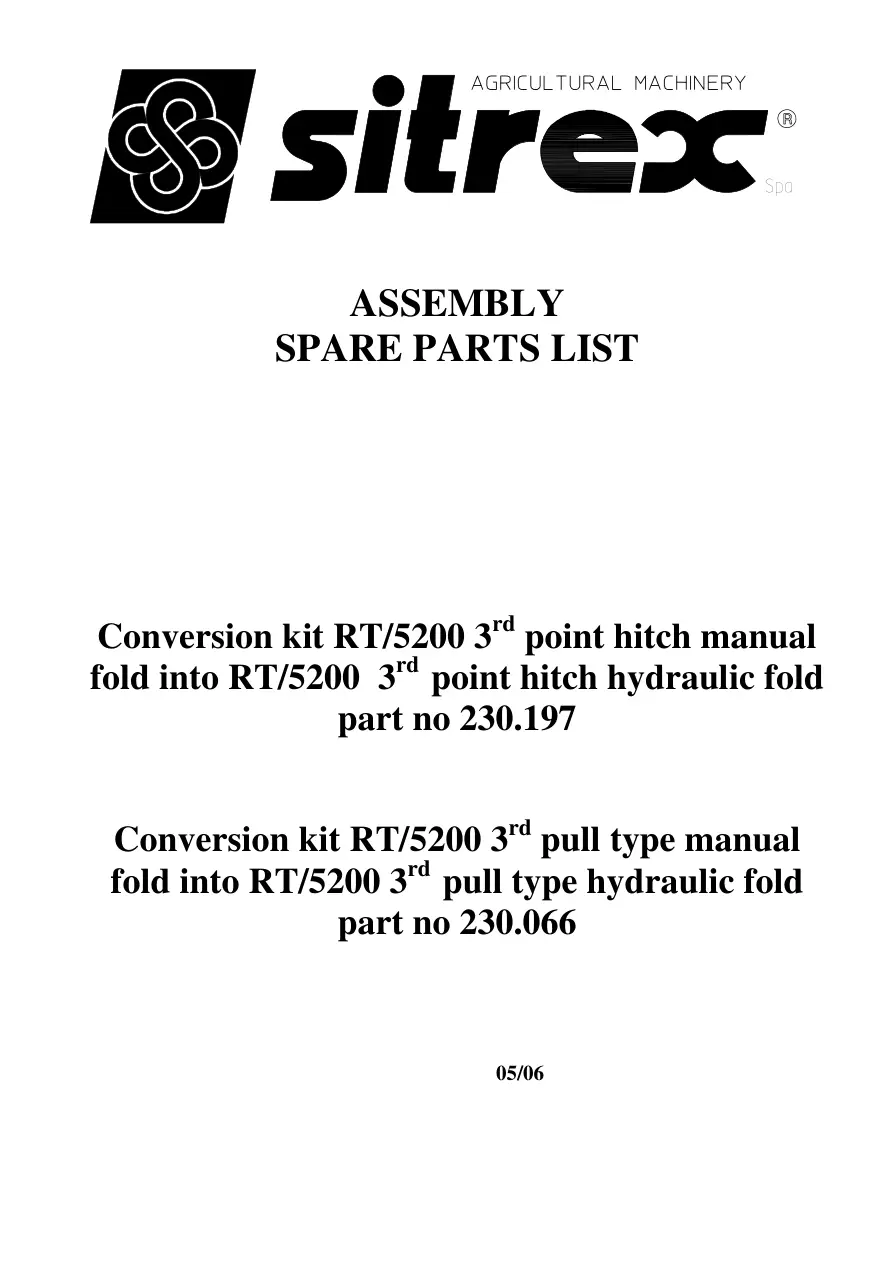 Sitrex Rt5200 & 230.197 230.066 Parts Manual