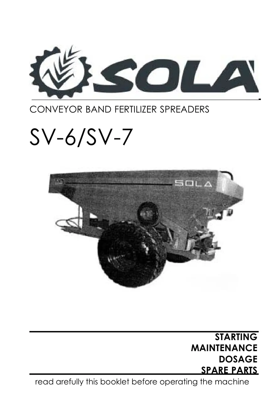 Sola Sv6 Sv7 Spreaders Parts Manual