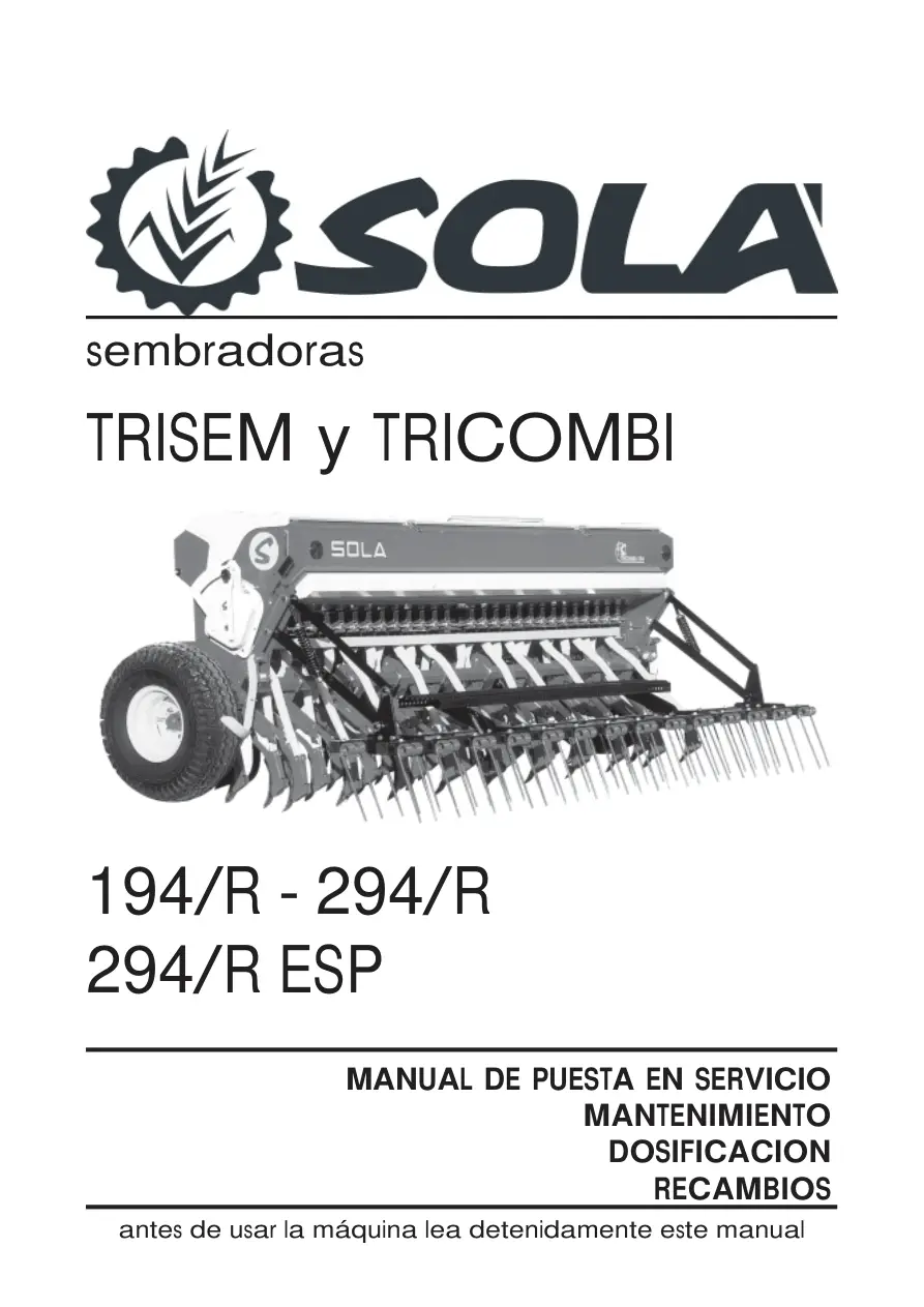 Sola Tricombi 194R 294R Esp Parts Manual