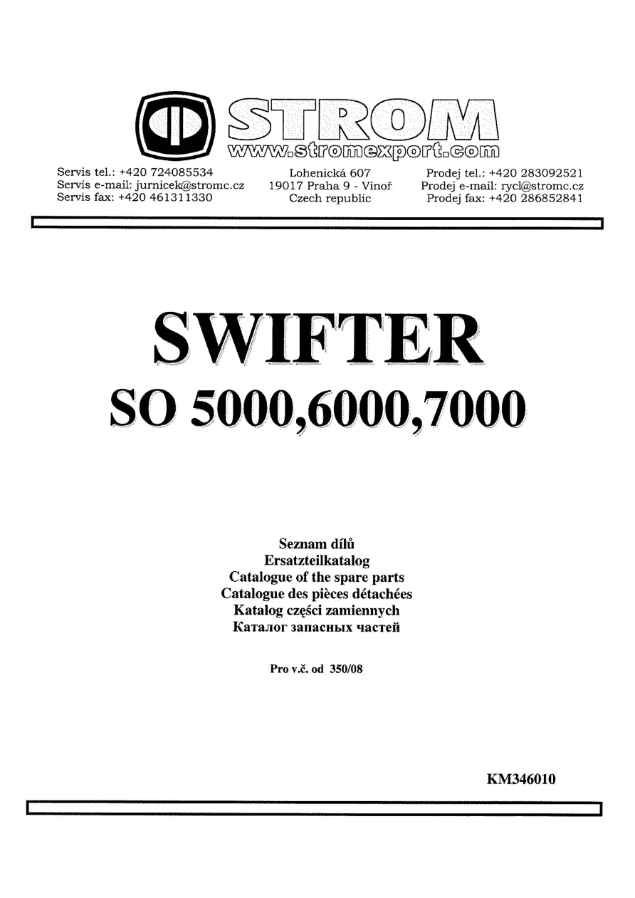 Strom Swifter So 5000 6000 7000 Parts Manual
