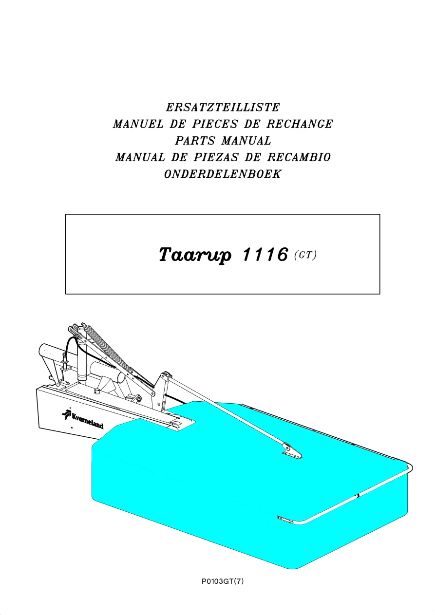 Taarup 1116 Mower Parts Manual