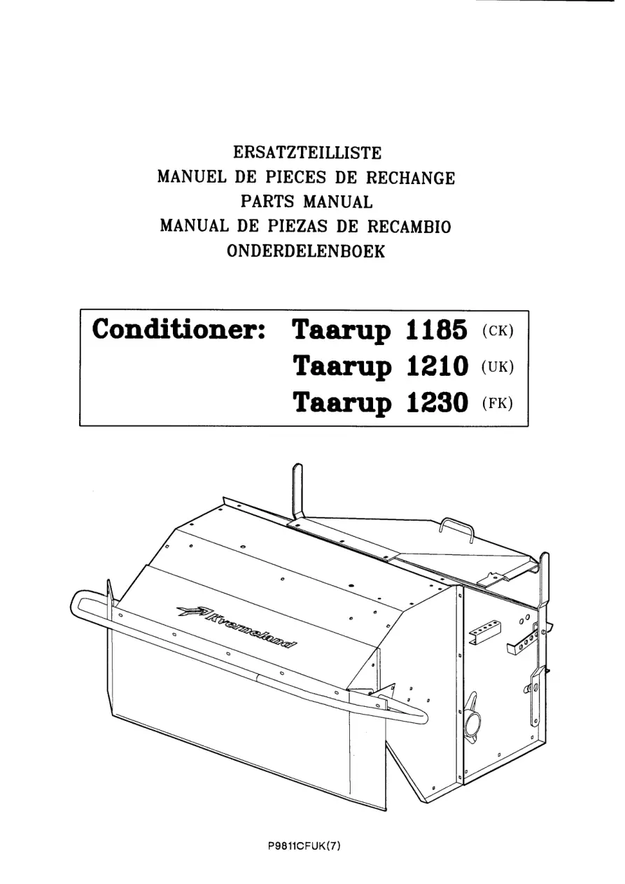 Taarup 1185 1210 1230 Mower Parts Manual