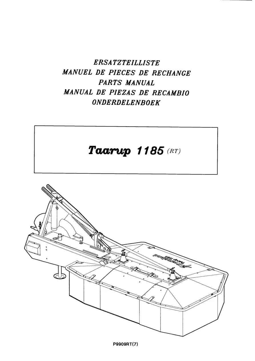 Taarup 1185 Mower Parts Manual