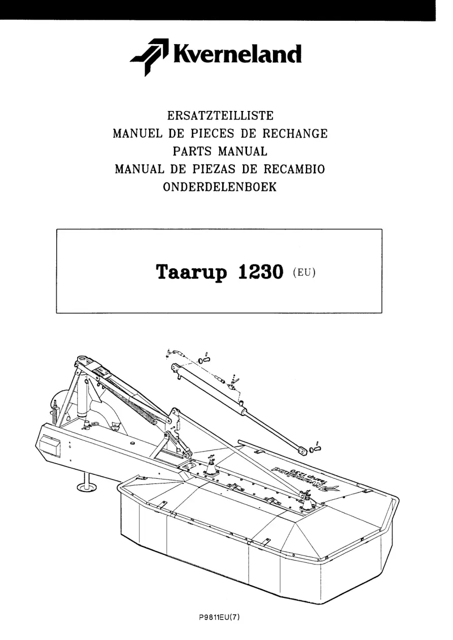Taarup 1230 Mower Parts Manual