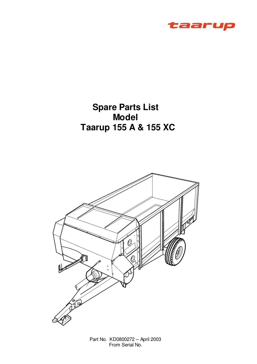 Taarup 155 155Xc 2003 Parts Manual