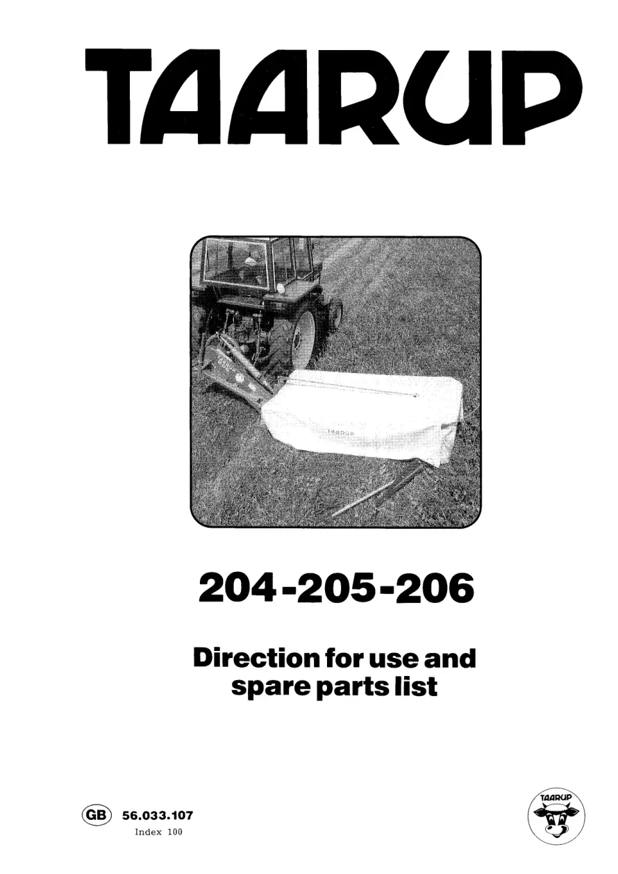 Taarup 204 205 206 Mower Parts Manual