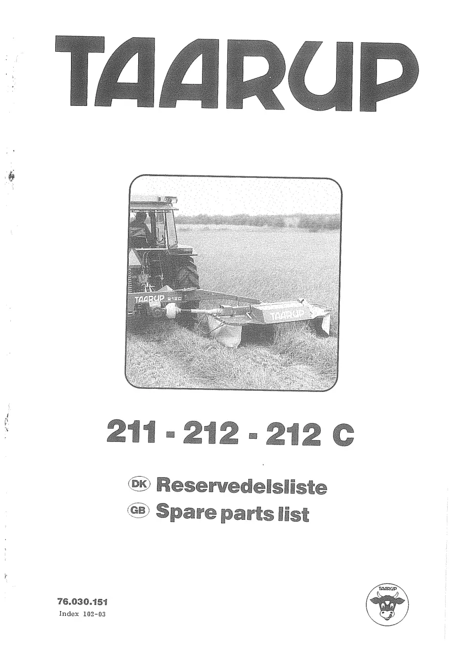 Taarup 211 212 Mower Parts Manual