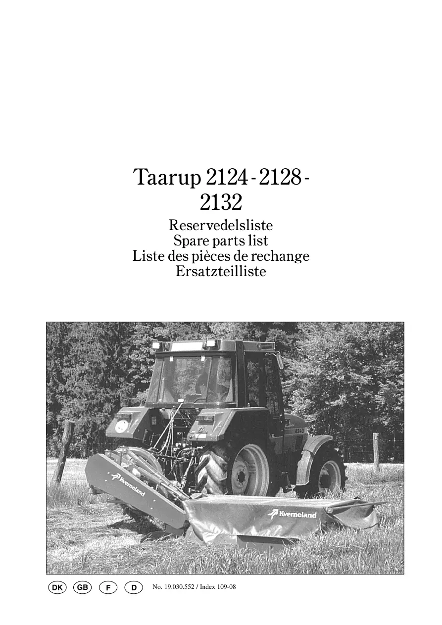 Taarup 2124 2128 2132 Mower Parts Manual