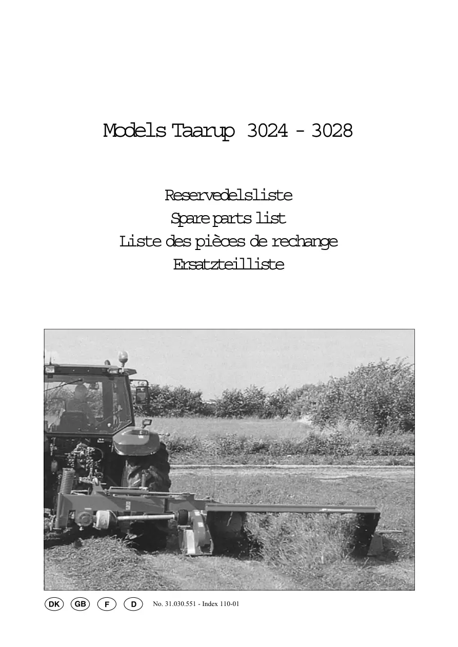 Taarup 3024 3028 Mower Parts Manual