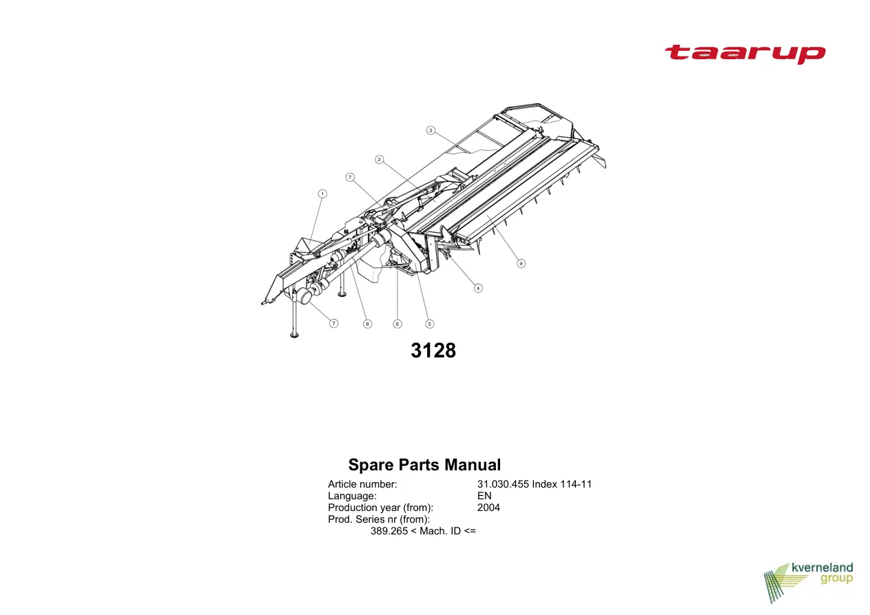 Taarup 3128 2004 Parts Manual
