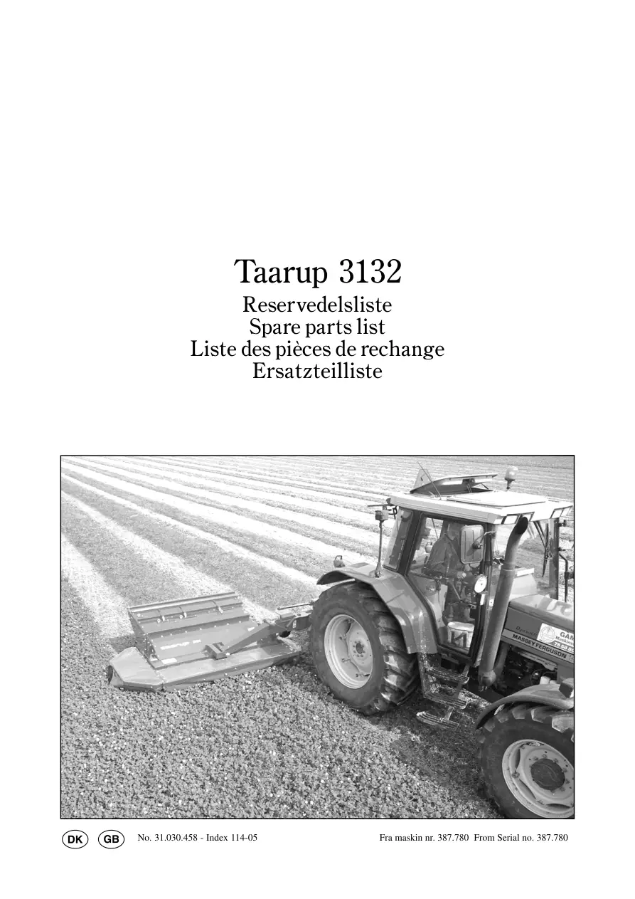 Taarup 3132 Mower Parts Manual
