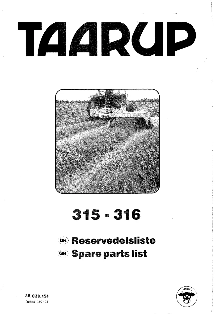 Taarup 315 316 Mower Parts Manual