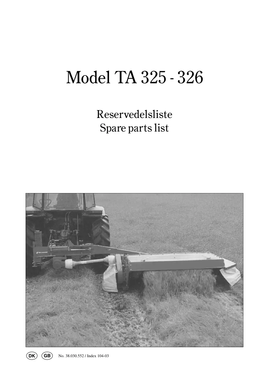 Taarup 325 326 Mower Parts Manual