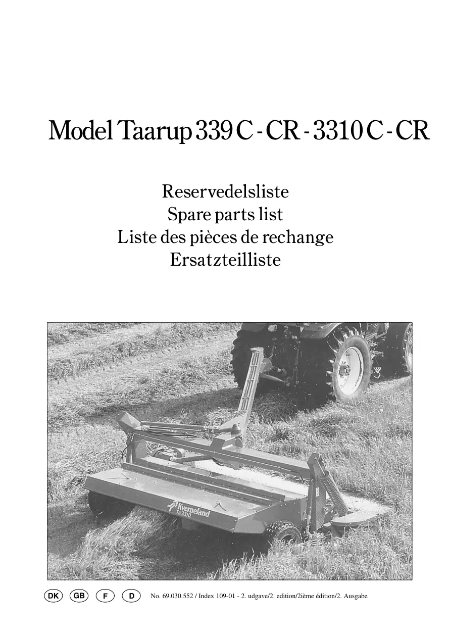 Taarup 339C 3310C Mower Parts Manual