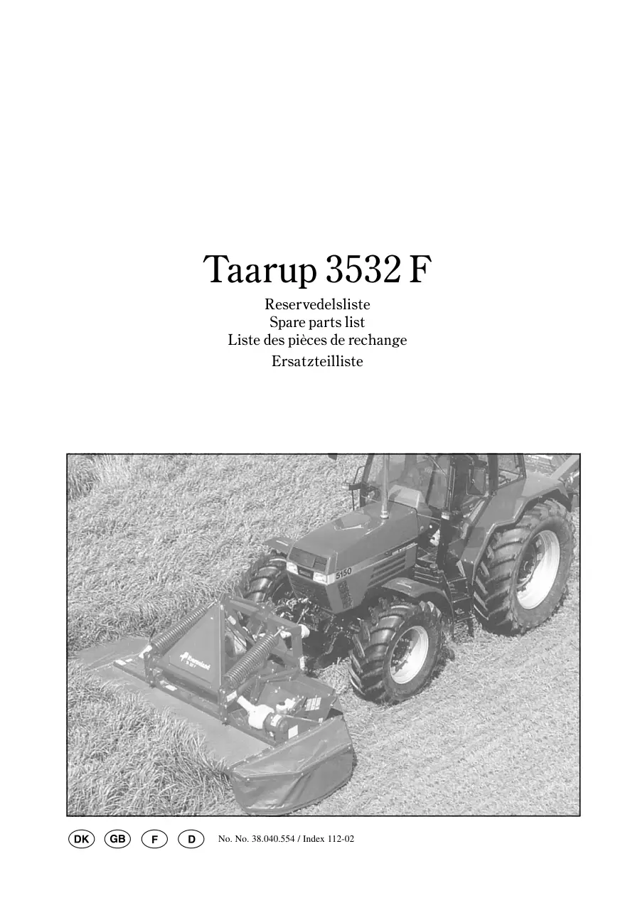 Taarup 3532F Mower Parts Manual