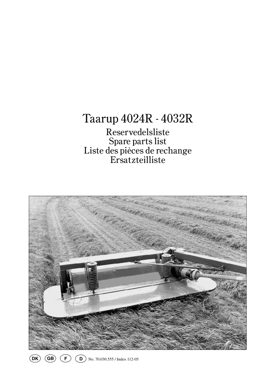 Taarup 4024R 4032R Mower Parts Manual