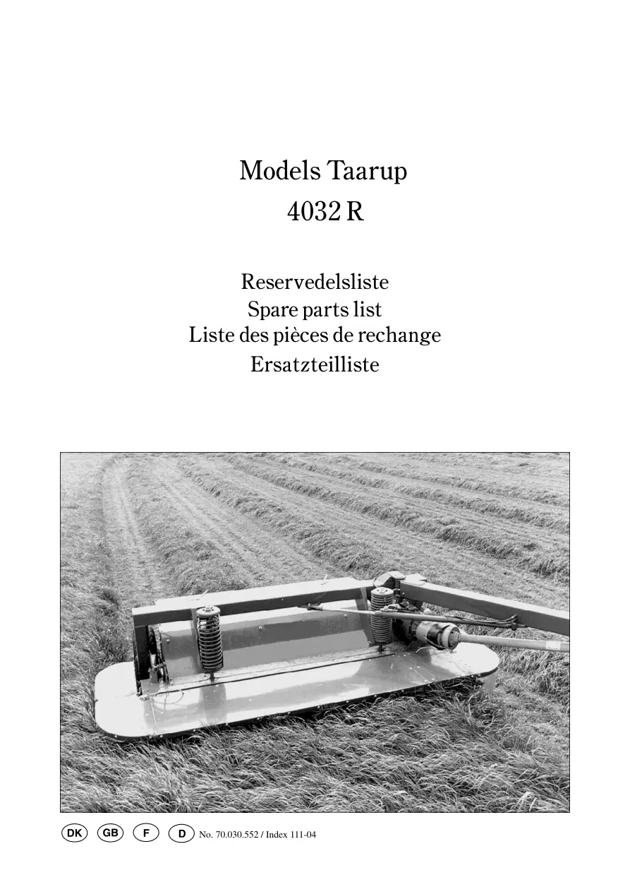 Taarup 4032R Mower Parts Manual