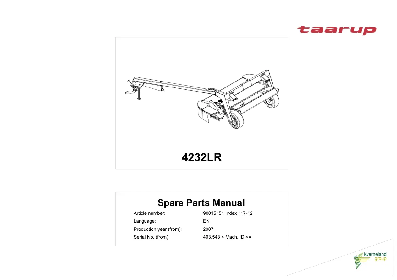 Taarup 4232Lr 2007 Parts Manual