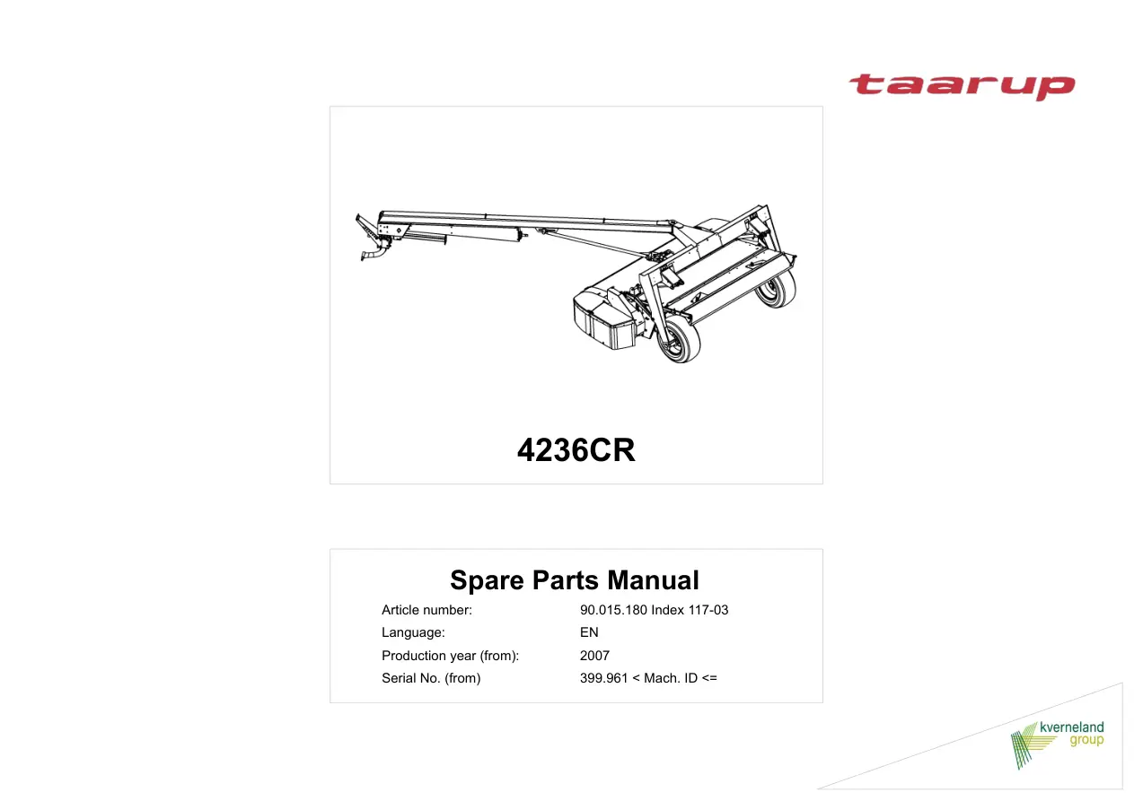 Taarup 4236Cr 2007 Parts Manual