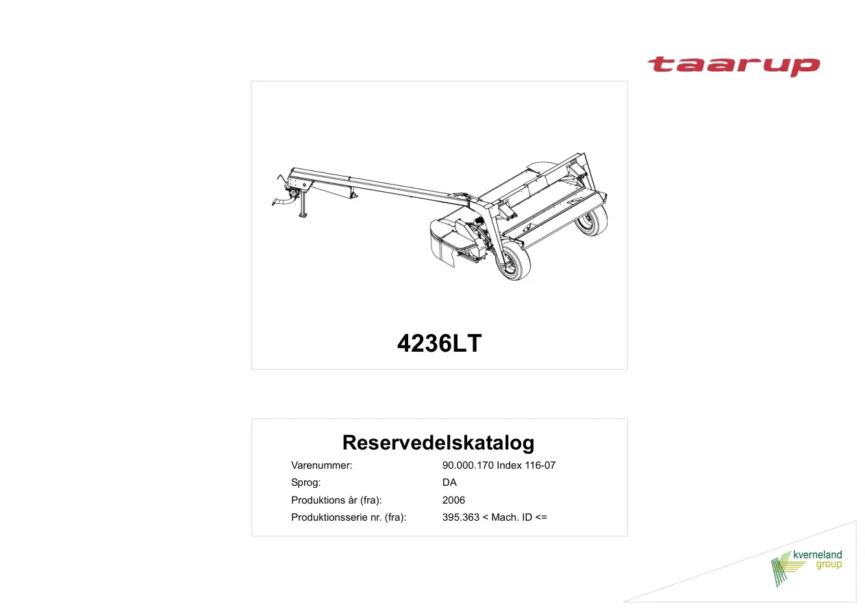 Taarup 4236Lt 2006 Parts Manual