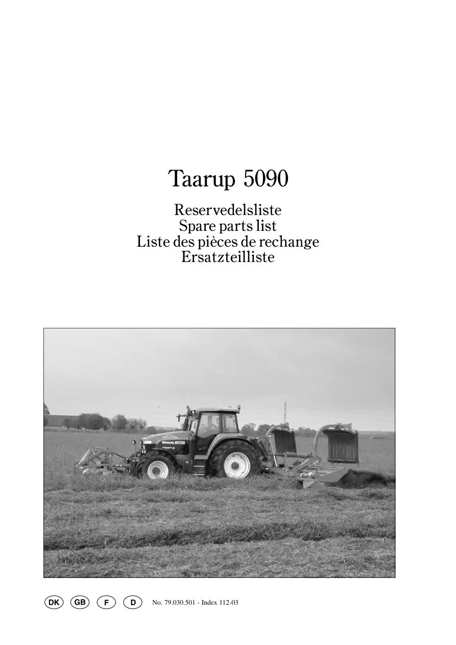 Taarup 5090 Mower Parts Manual