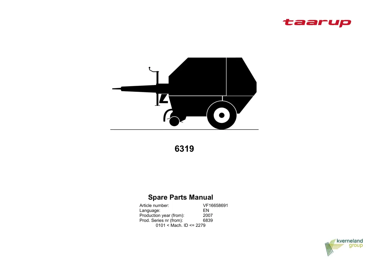Taarup 6319 2007 Parts Manual