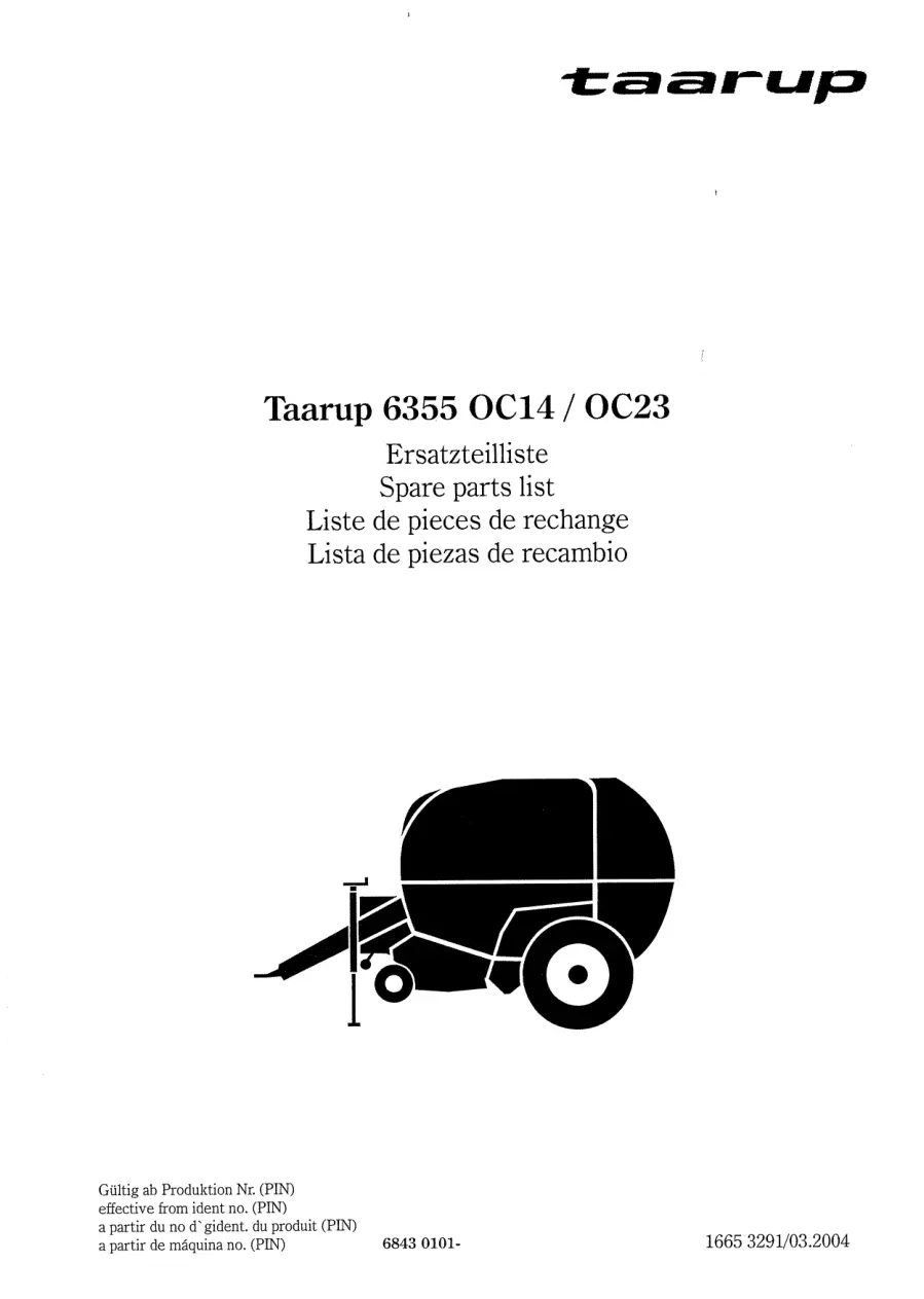 Taarup 6355 2004 Parts Manual
