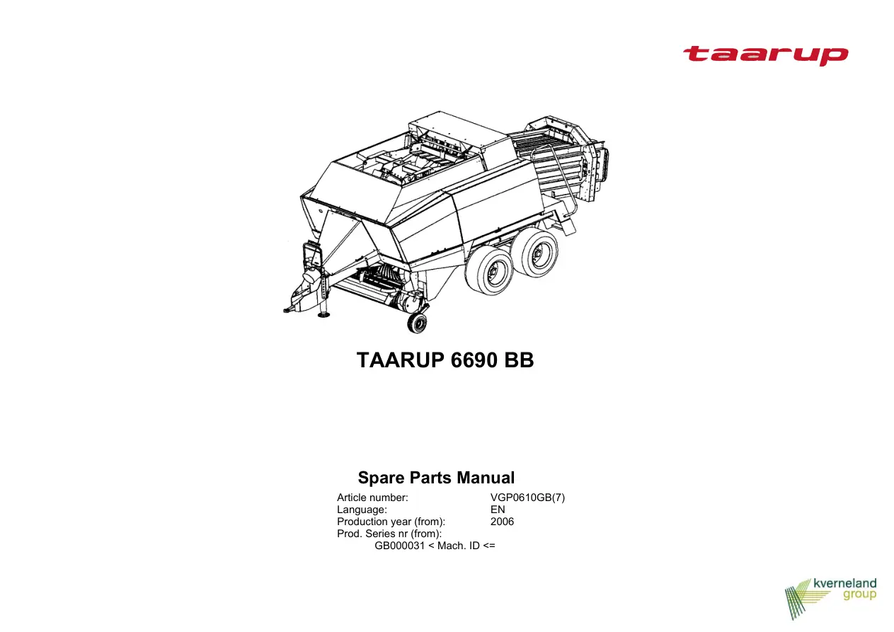 Taarup 6690 2006 Parts Manual