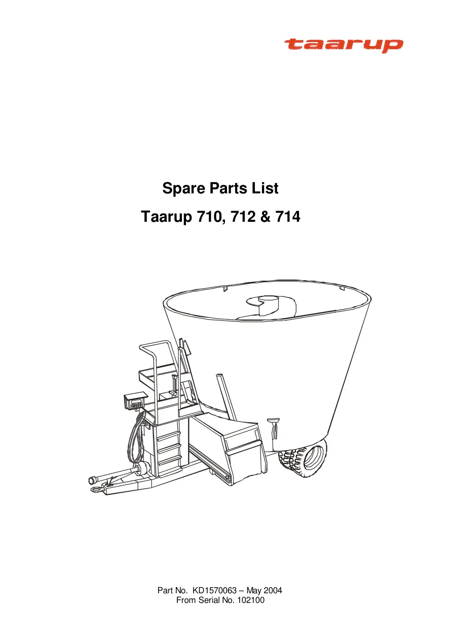 Taarup 710 712 714 2004 Parts Manual