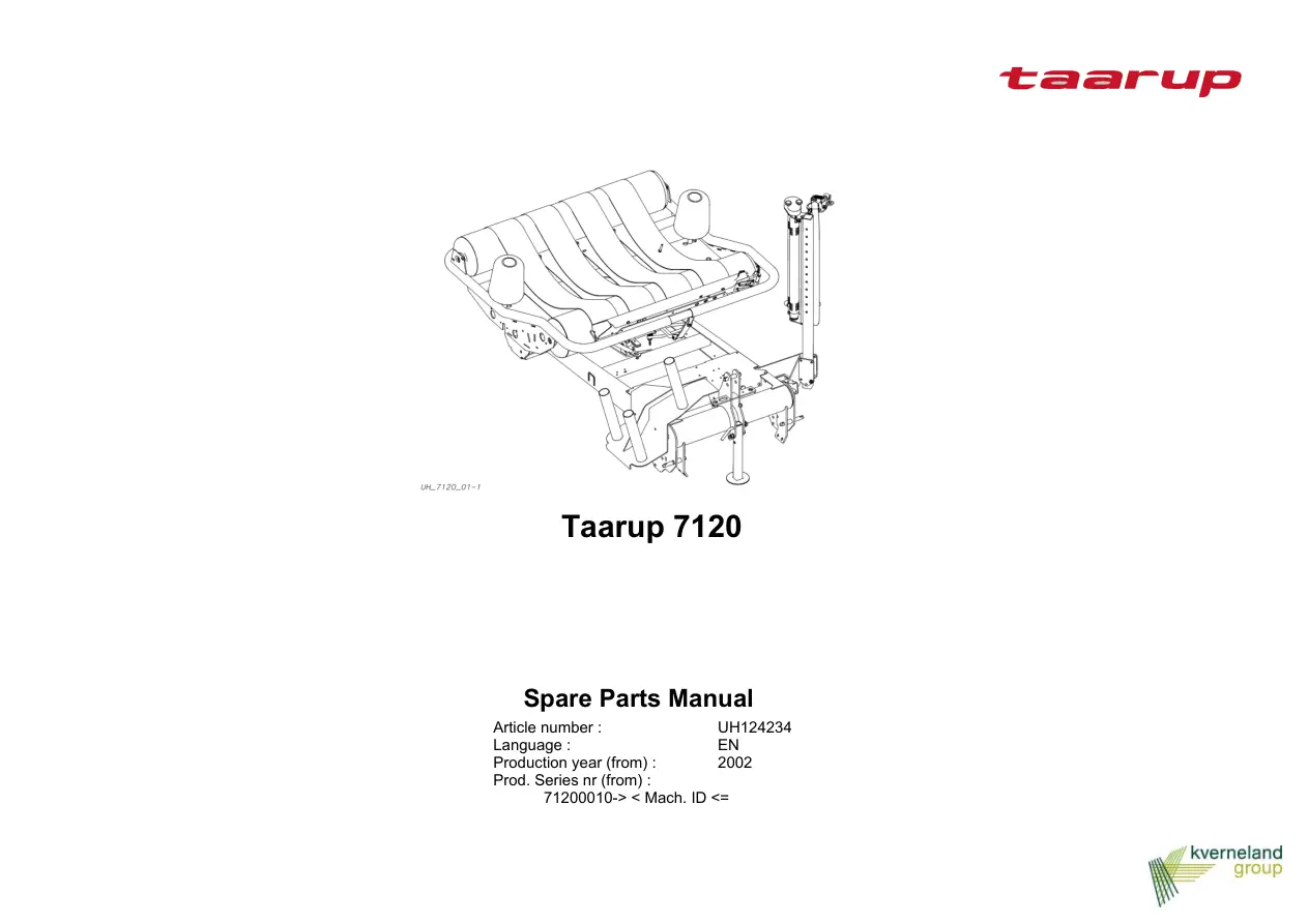 Taarup 7120 2002 Parts Manual