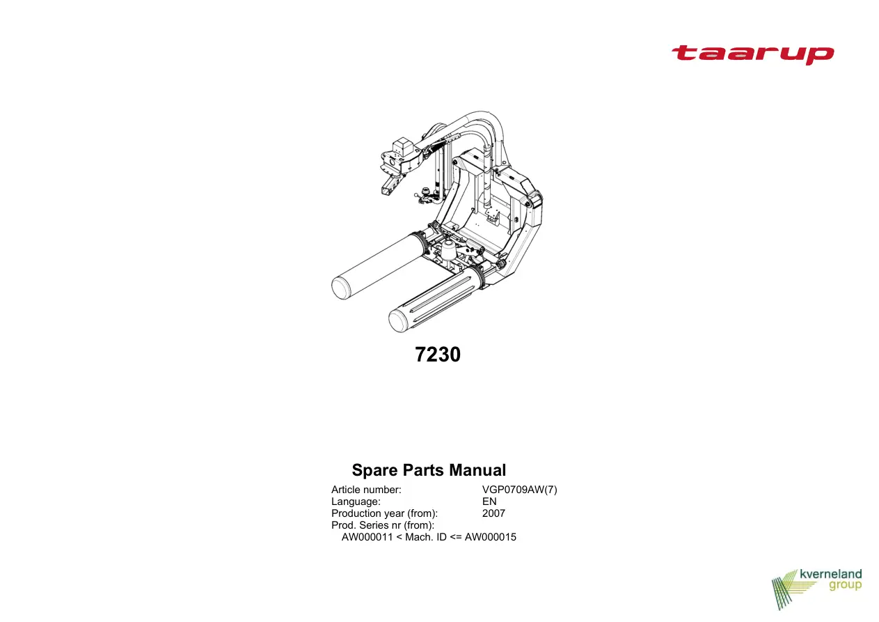 Taarup 7230 2007 Parts Manual