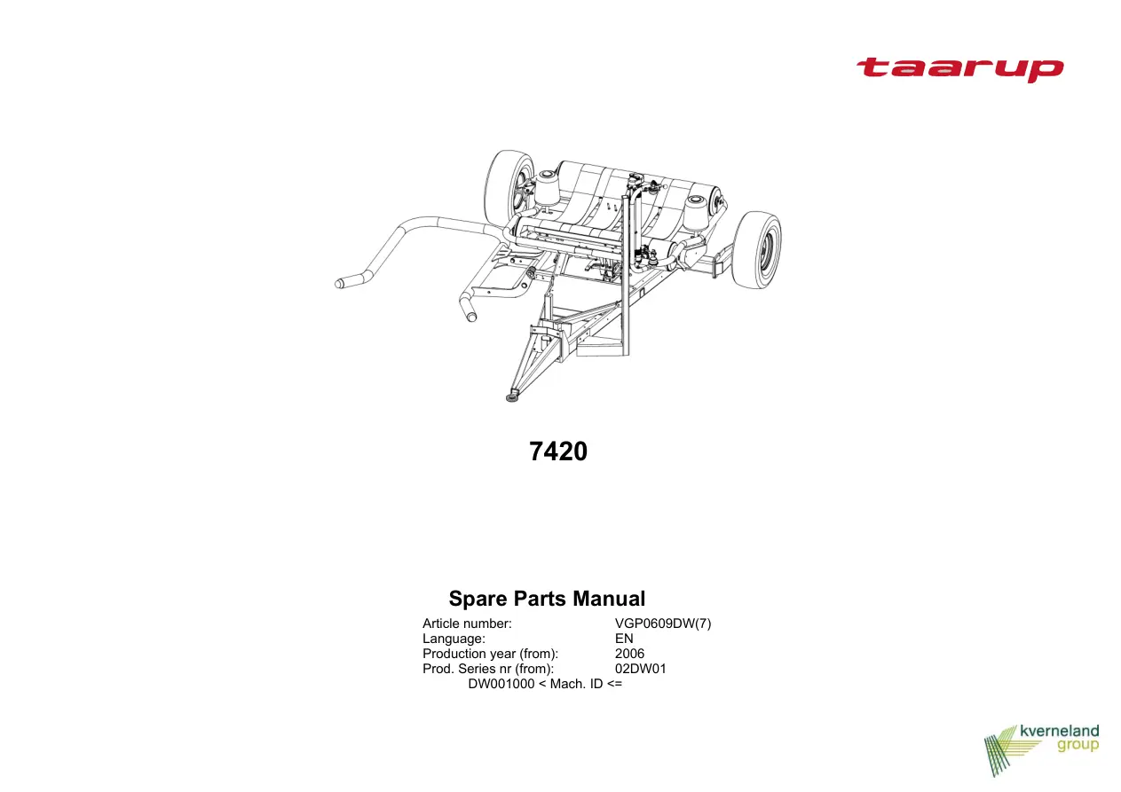 Taarup 7420 2006 Parts Manual