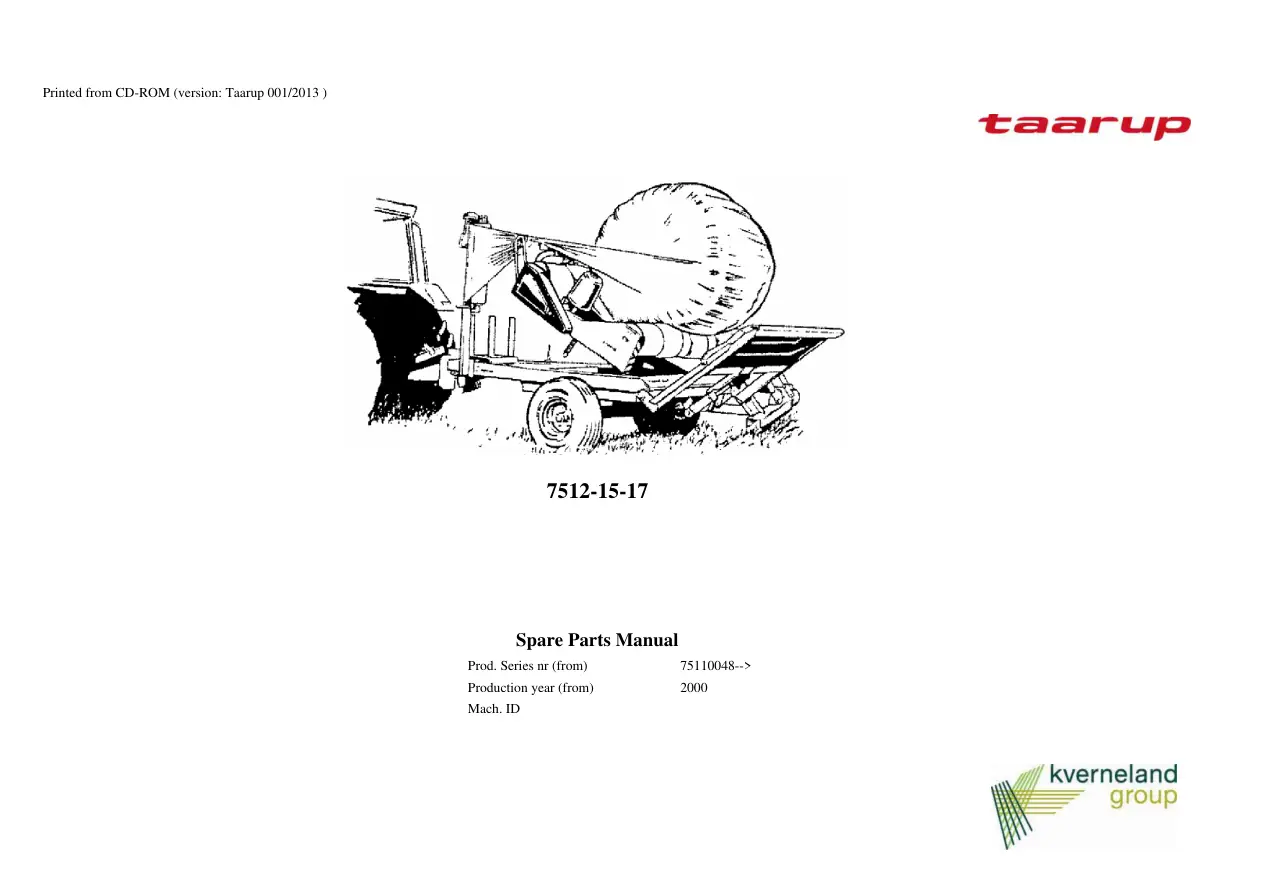Taarup 7512 7515 7517 2000 Parts Manual