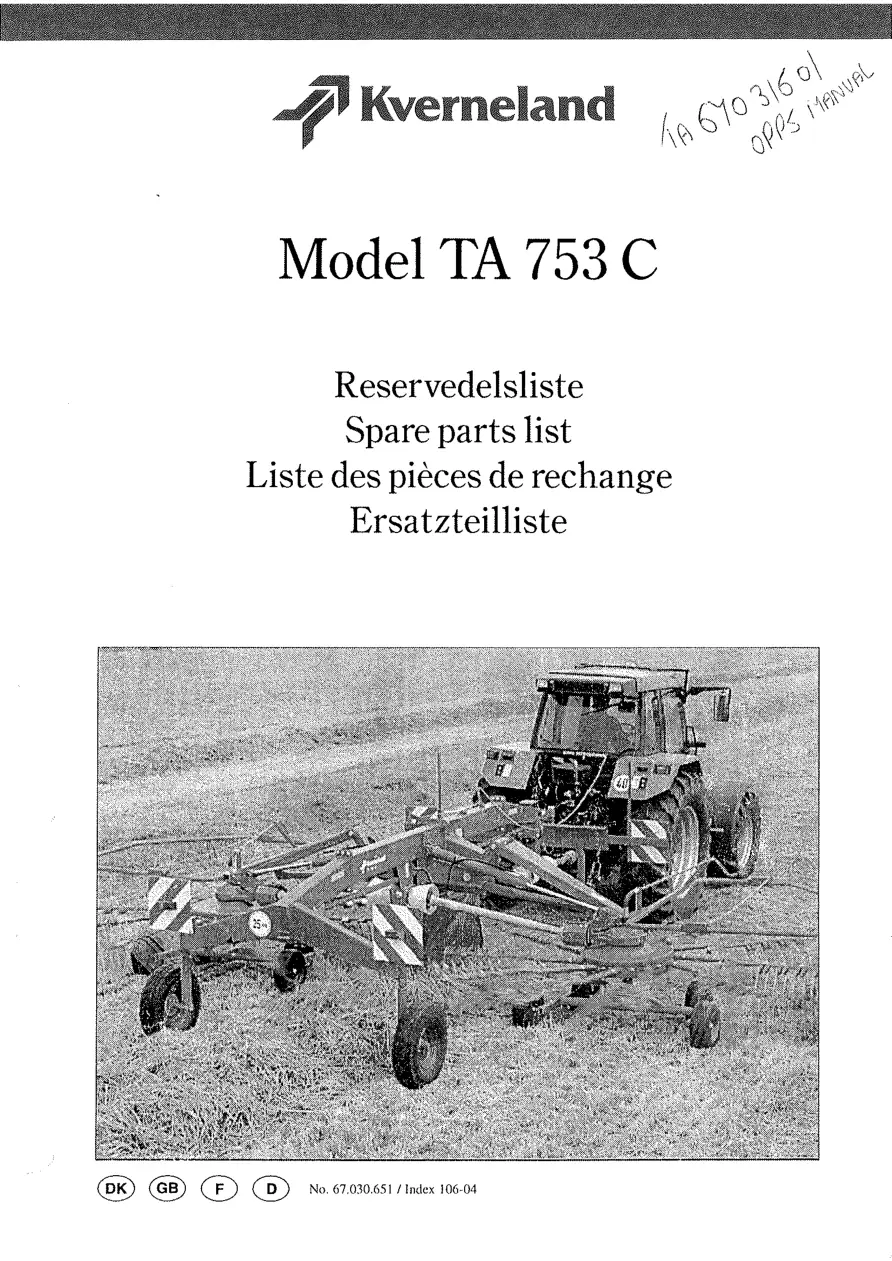 Taarup 753C Parts Manual