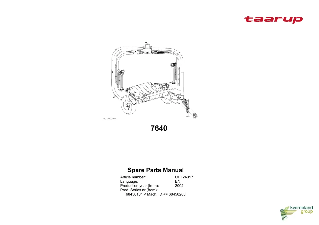 Taarup 7640 2004 Parts Manual