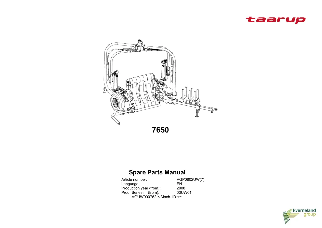 Taarup 7650 2008 Parts Manual