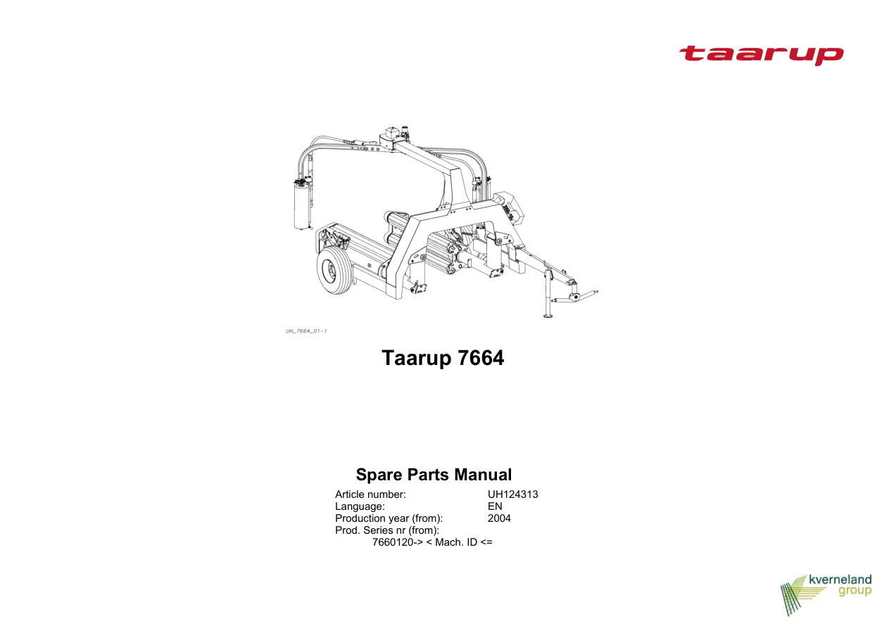 Taarup 7664 2004 Parts Manual