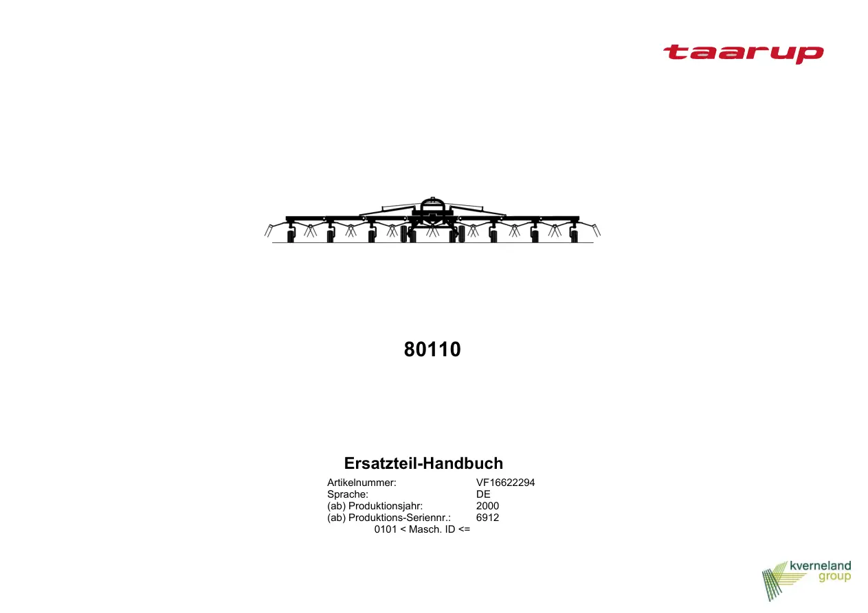 Taarup 80110 2000 Parts Manual
